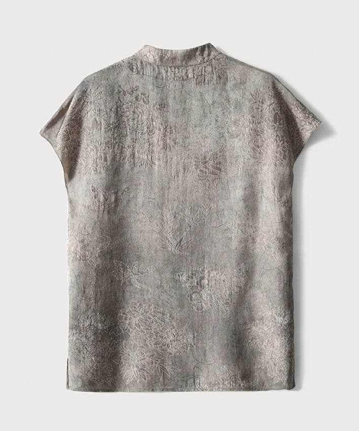 Top alla coreana in jacquard rosa