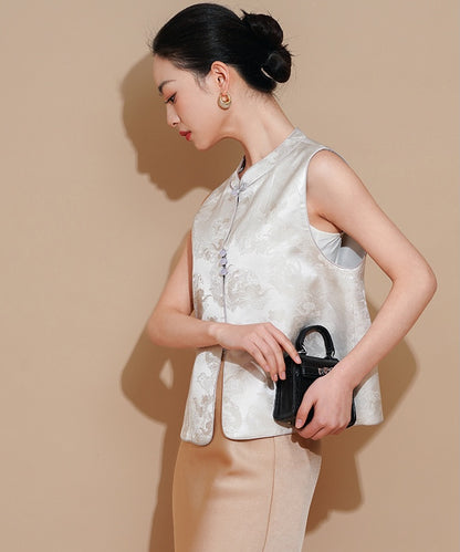 Ivory Cloud Jacquard Cheongsam Vest
