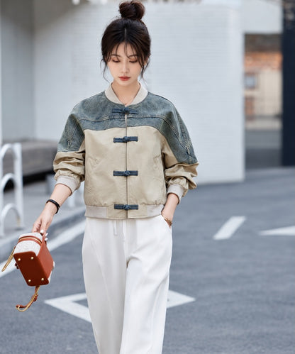 Denim Contrast Cheongsam Jacket