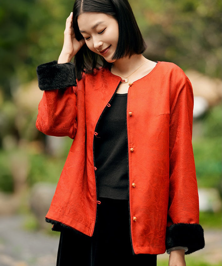Veste-haut-cheongsam Burnished Rouge