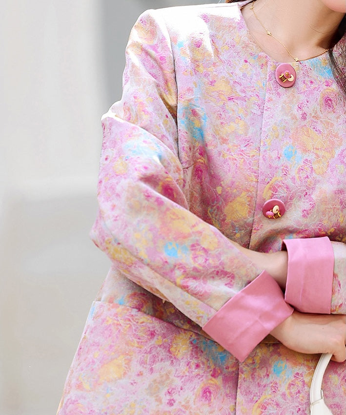 Cheongsam-Jacke aus Jacquard mit vergoldetem Landschaftsmotiv