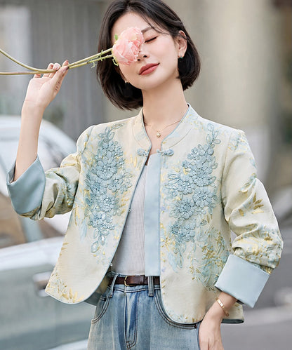 Gilded Blue Floral Embroidered Cheongsam Jacket