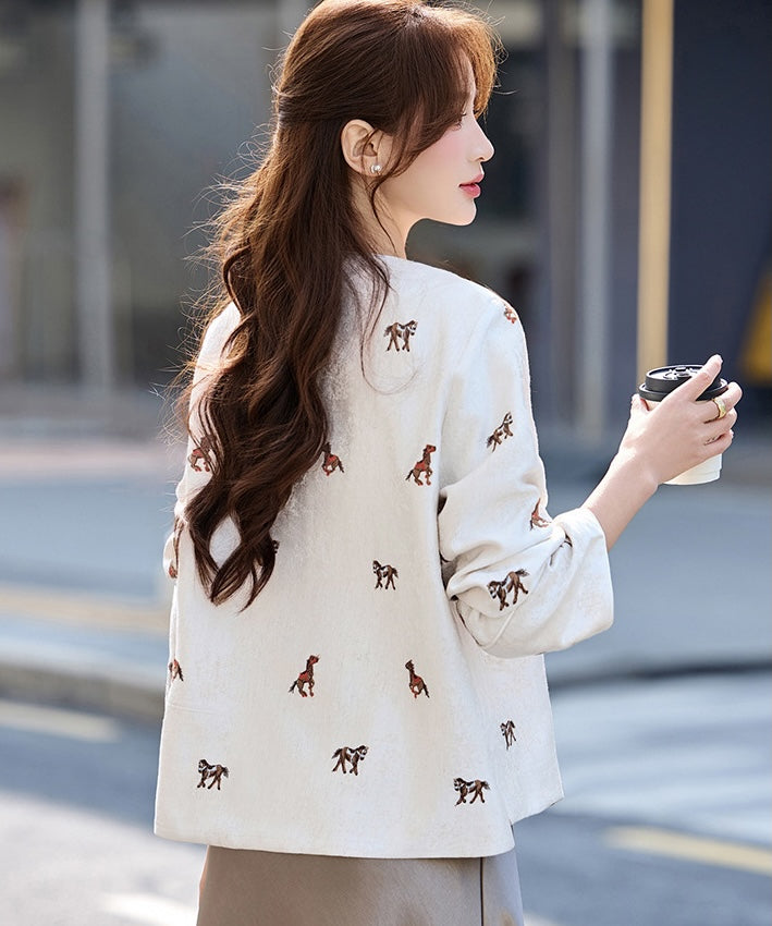 Cheongsam-Jacke aus Jacquard mit vergoldetem Landschaftsmotiv
