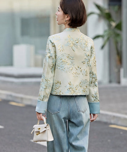 Gilded Blue Floral Embroidered Cheongsam Jacket