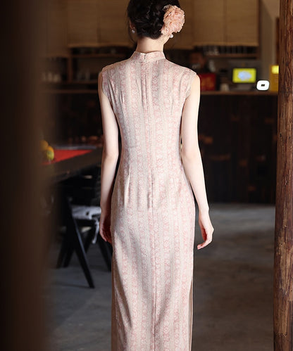 Dusty Pink Floral Stripe Cheongsam