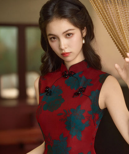Olivgrüne Cheongsam mit Neckholder
