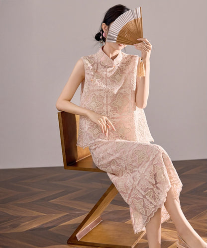 Serenelle Blush Lace Cheongsam Set