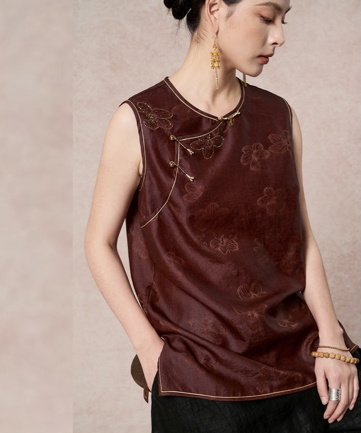 Chestnut Whisper Cheongsam Top