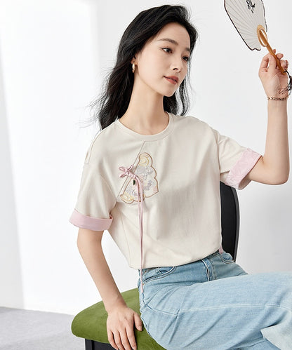 Oriental Touch Pastel Crew Neck T-Shirt