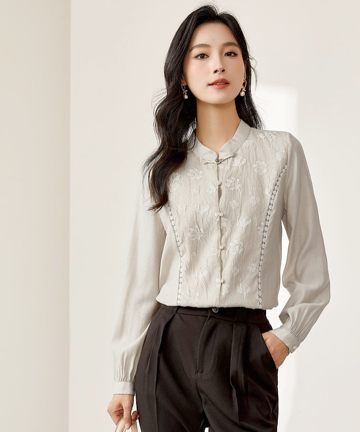 Shiling Mandarin Collar Blouse