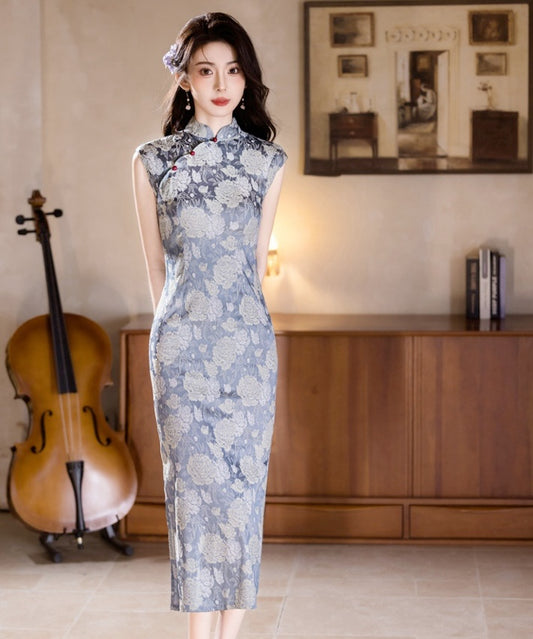 Summer Lake Blue Cheongsam