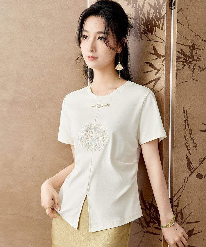 Pearl Oriental Knot Embroidered Tee