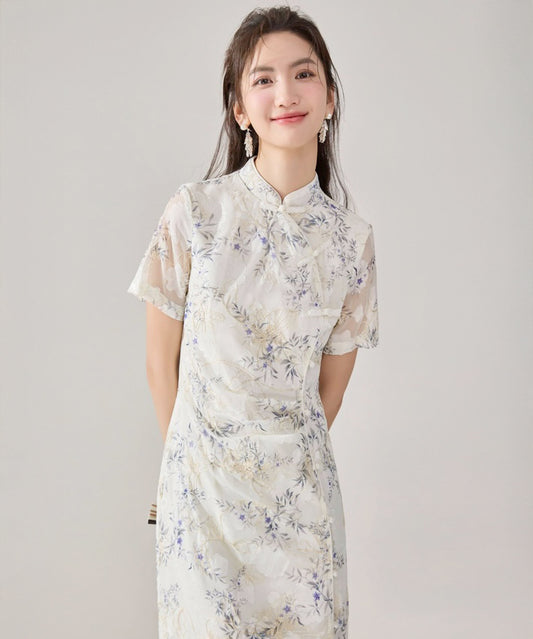 Chai Floral Chiffon Cheongsam Dress