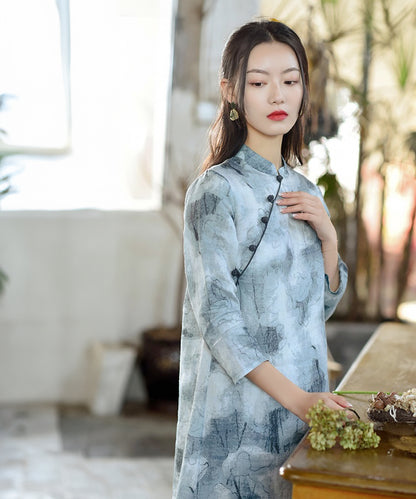 Nara's Soft Print Cheongsam