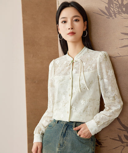 Livia Jade Mandarin Collar Knot Blouse