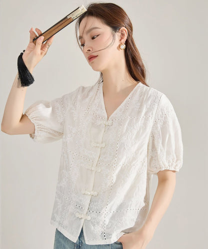 Gracelyn Eyelet Cheongsam Top