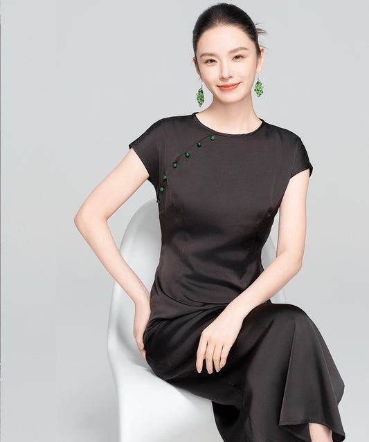 Tang Tang's Oriental Inspired Black Dress