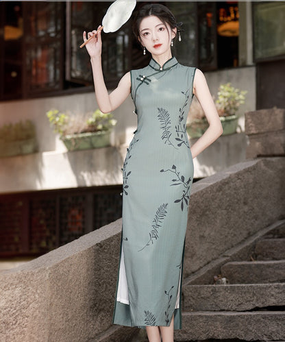 Teal Sleeveless Cheongsam