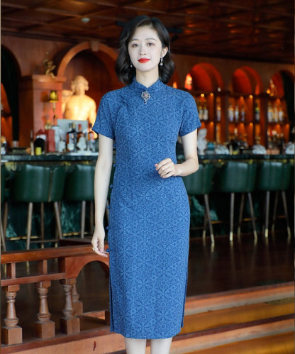 Lisa Patterned Blue Cheongsam