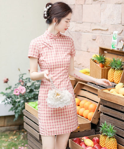 Xue'er Pink Checkered Cheongsam