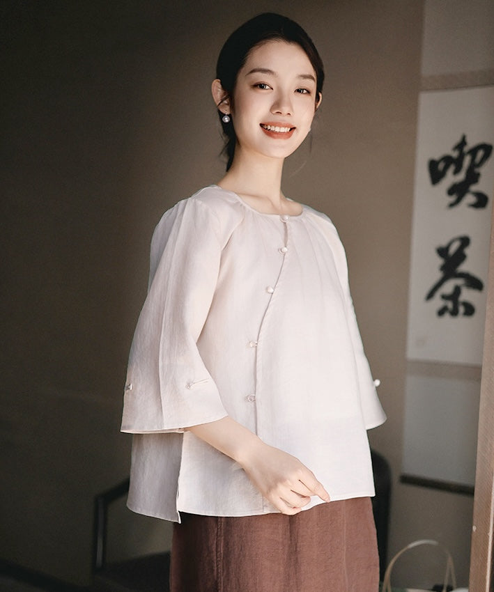 Kele Round-Neck Oriental Top