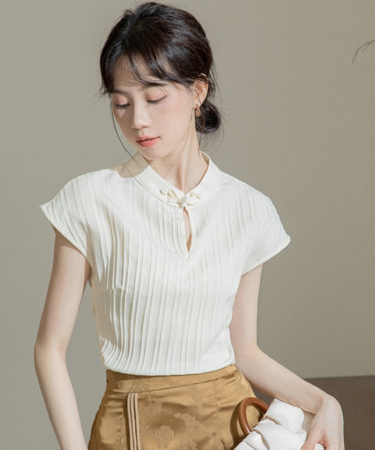 Meidi Cream Cheongsam Top