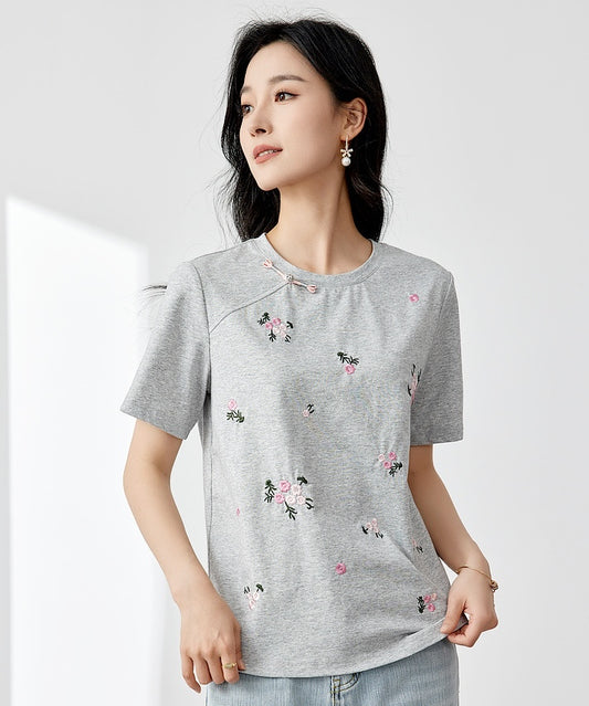 Wanning Oriental Knot Embroidered Tee