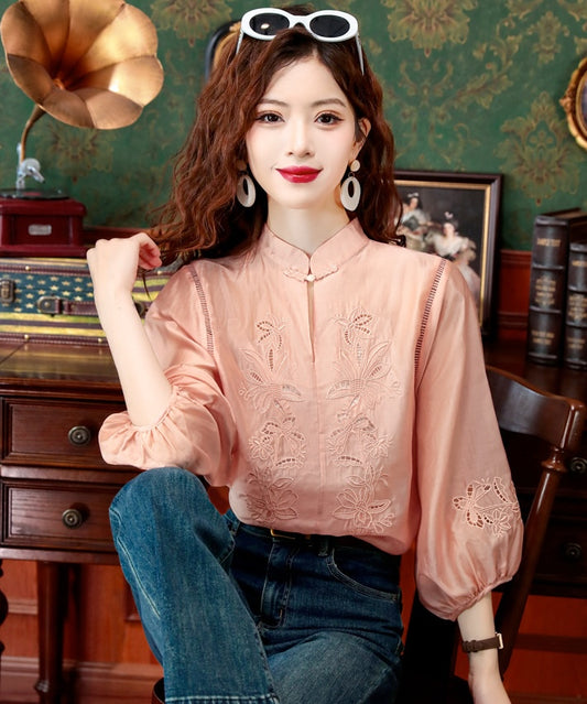 Peachy Bae Mandarin Collar Blouse