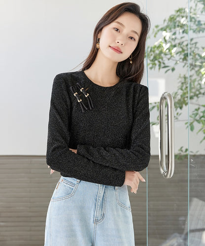 Helen Oriental-Inspired Black Top