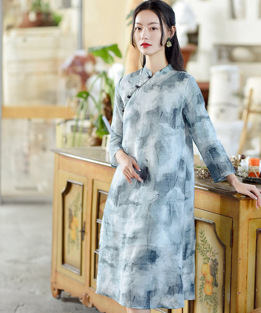 Nara's Soft Print Cheongsam