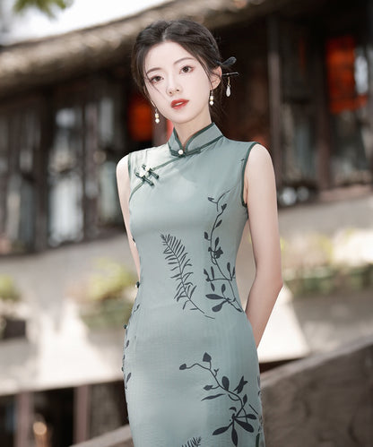 Teal Sleeveless Cheongsam
