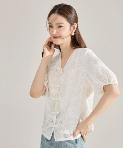 Gracelyn Eyelet Cheongsam Top