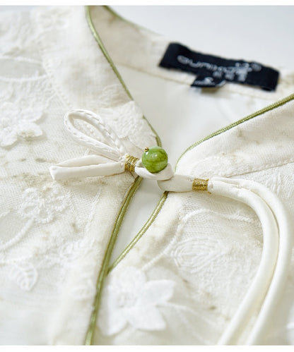 Livia Jade Mandarin Collar Knot Blouse