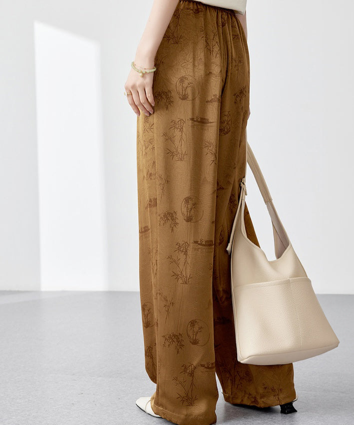 Gold Caramel Oriental Print Pants