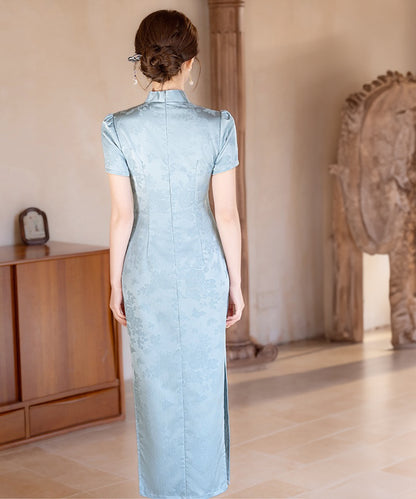 Erin Blue Jacquard Cheongsam