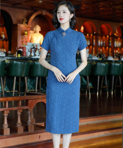 Lisa Patterned Blue Cheongsam