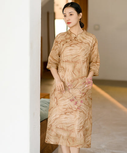 Lila Marble-Print Cheongsam