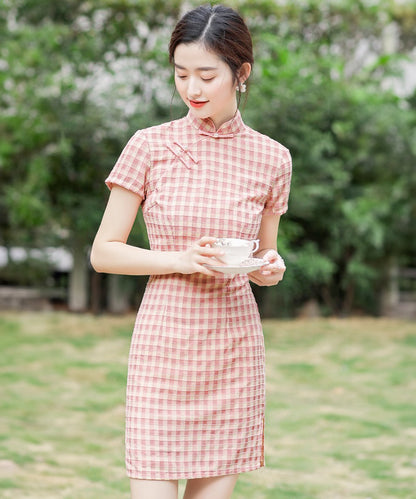 Xue'er Pink Checkered Cheongsam