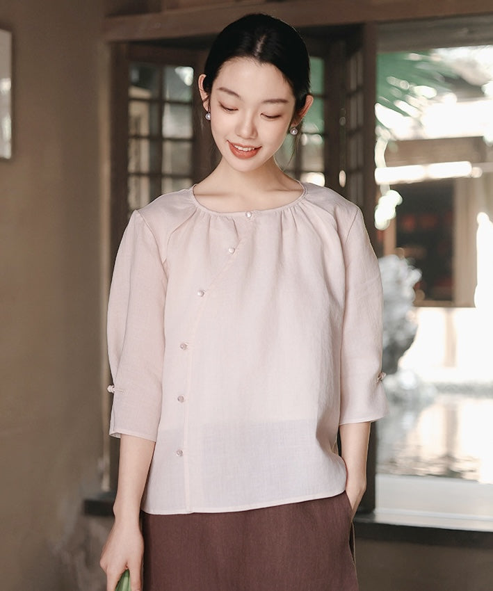 Kele Round-Neck Oriental Top