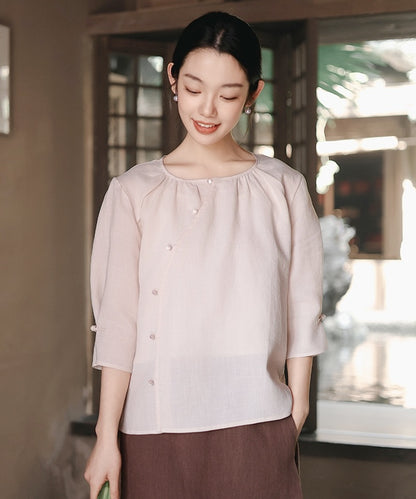Kele Round-Neck Oriental Top