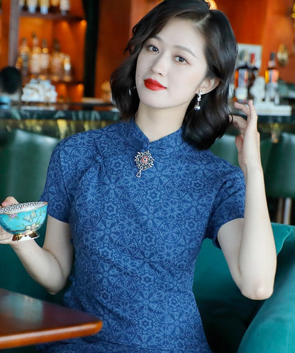 Lisa Patterned Blue Cheongsam