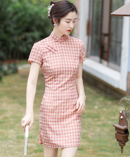 Xue'er Pink Checkered Cheongsam