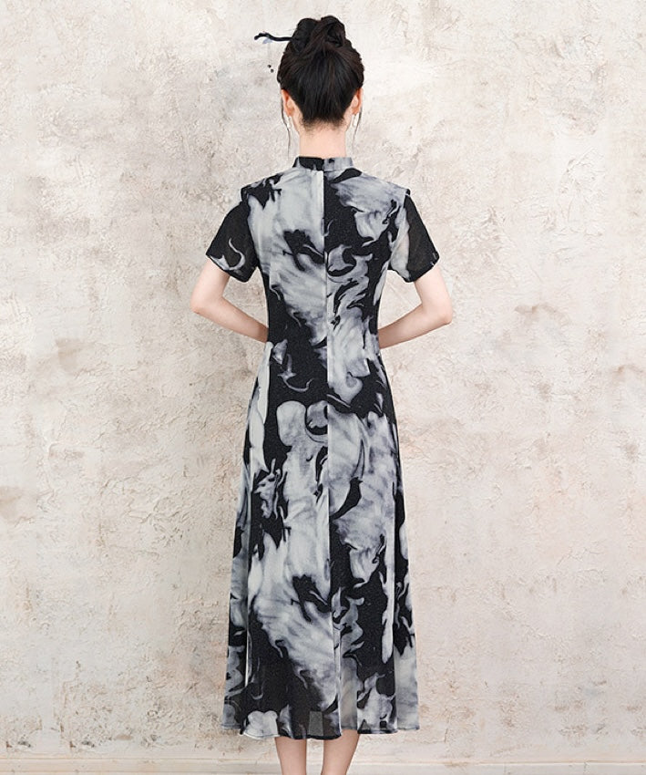 Jessie Marble-Print Cheongsam