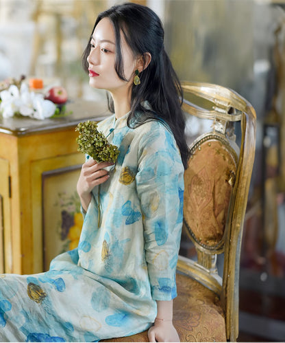 Nara's Soft Print Cheongsam