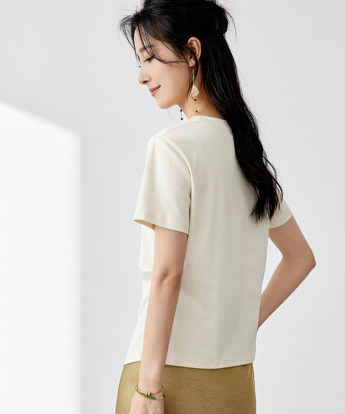 Pearl Oriental Knot Embroidered Tee