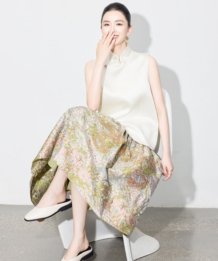 He Tang's Jacquard Oriental Top + Skirt Set