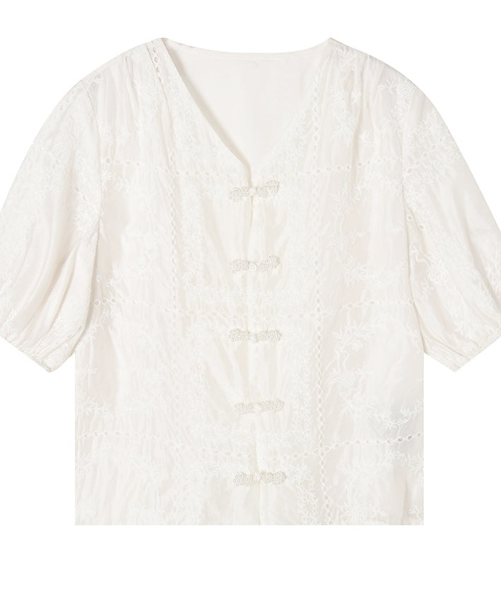 Gracelyn Eyelet Cheongsam Top