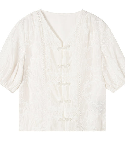 Gracelyn Eyelet Cheongsam Top