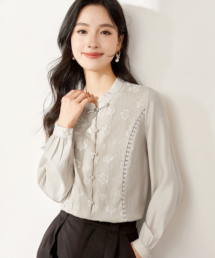 Shiling Mandarin Collar Blouse