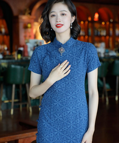 Lisa Patterned Blue Cheongsam